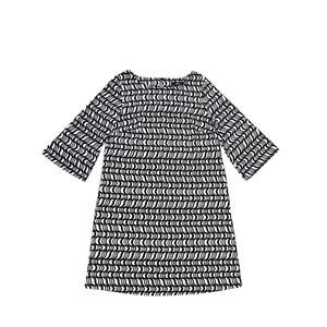 Ellos Jersey A Line Dress Size 14 Black White Flared Sleeves Casual Monochrome